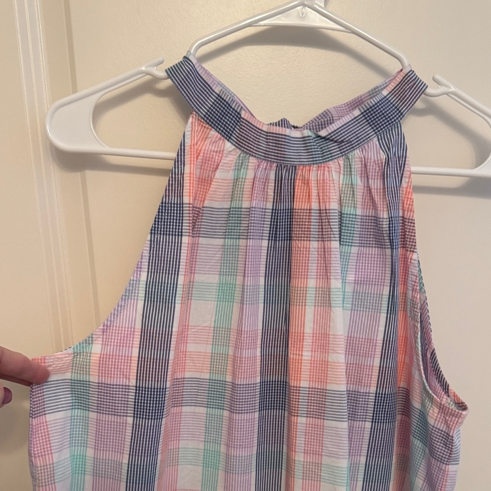 J. Crew‎ Plaid Halter Tank - Pink, Blue & Mint - Picture 2 of 6